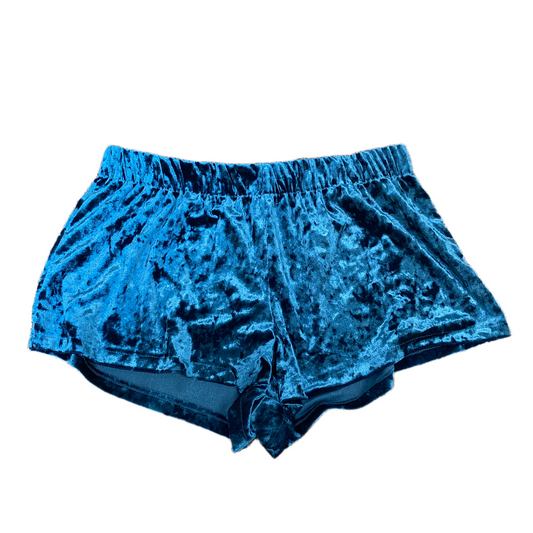 Running Sprinter Shorts Womens M 28" Waist Blue Velvet Gym Workout Dolphin Hem