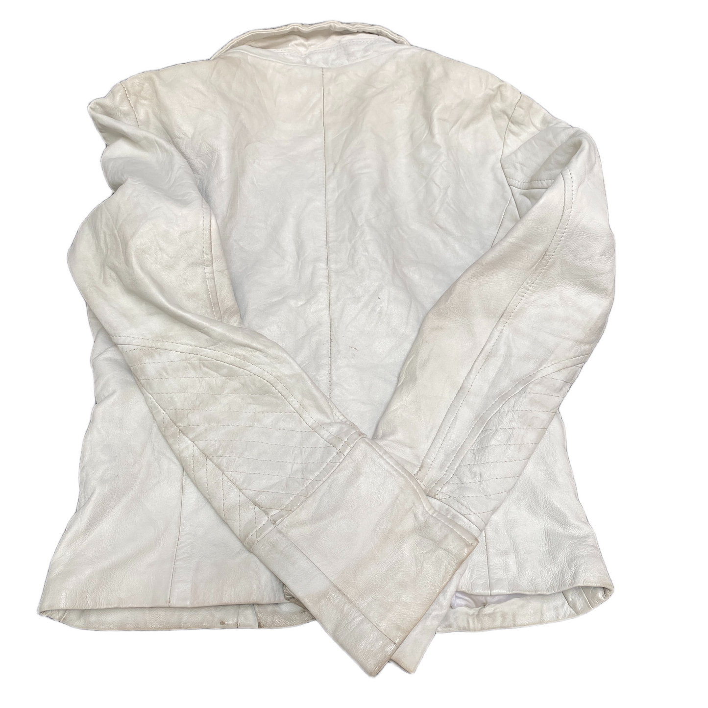Please Blazer Jacket Womens 3XL White Leather Notch Lapel Single Breasted Formal