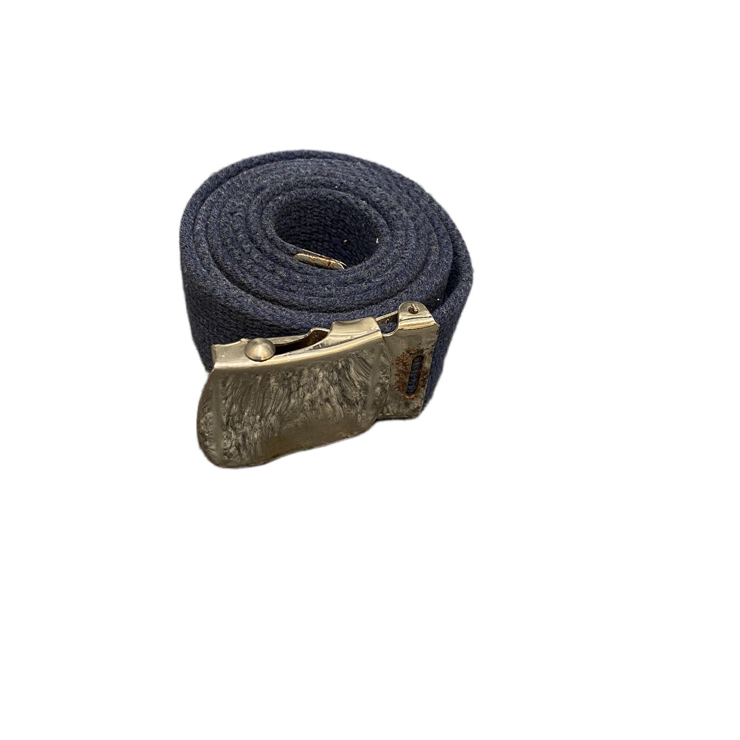 Mens Waist Belt Blue Canvas Adjustable Brass Flip-Closure Buckle Size 44 inches