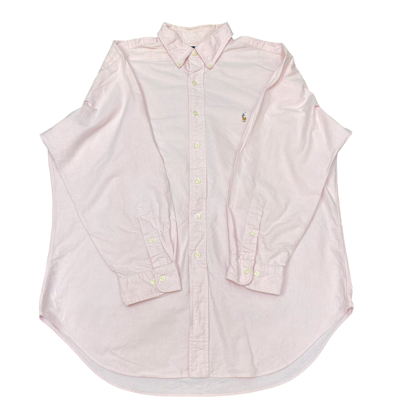 Ralph Lauren Formal Shirt Mens XL Pink Classic FIt Long Sleeve Pony Button Down