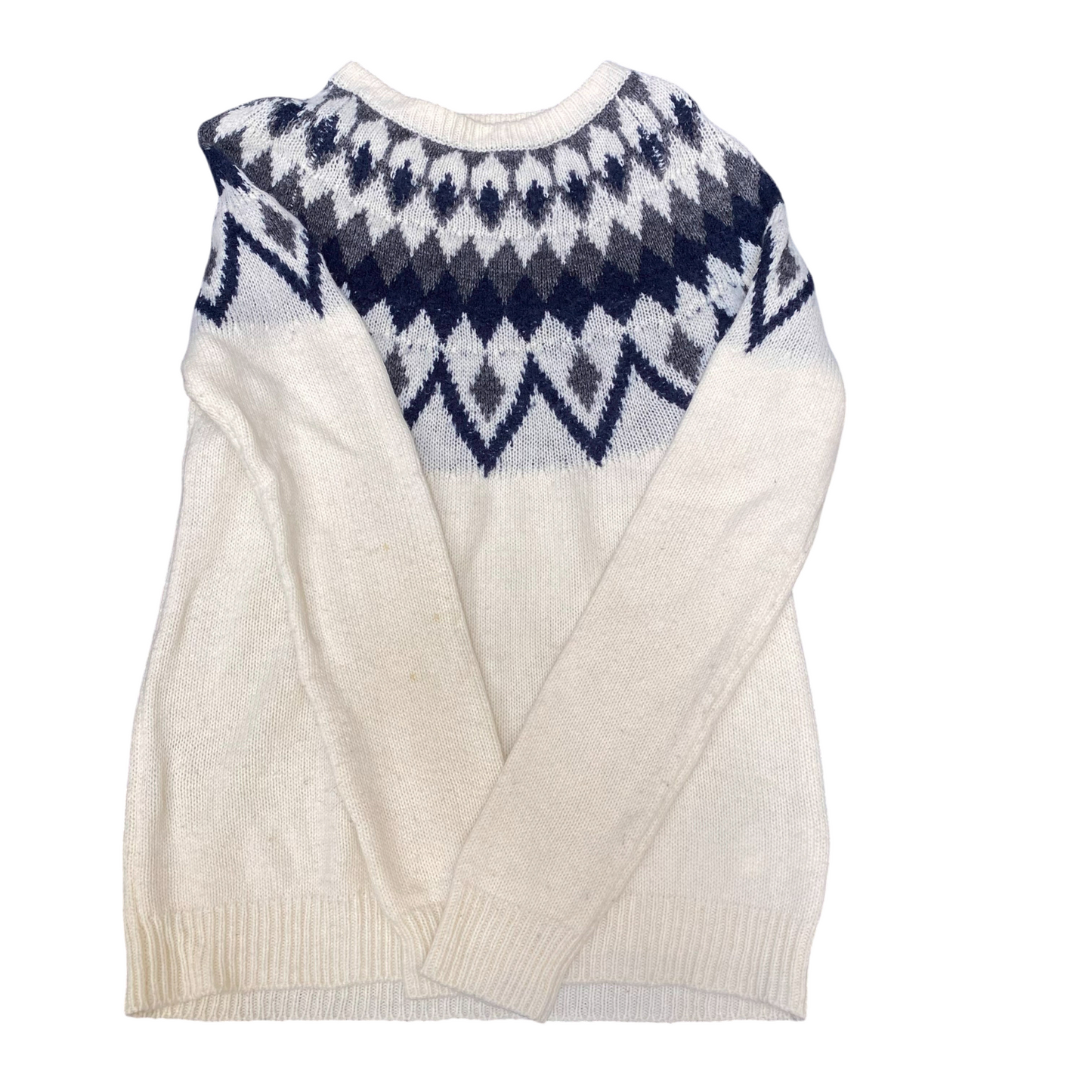 Inherit Jumper Womens Small Cream Grey Fair Isle Nordic Warm Winter Pullover