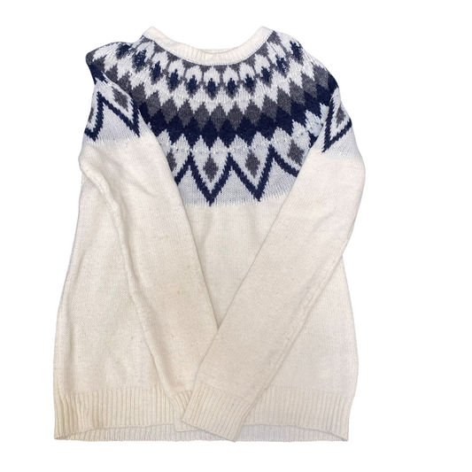 Inherit Jumper Womens Small Cream Grey Fair Isle Nordic Warm Winter Pullover