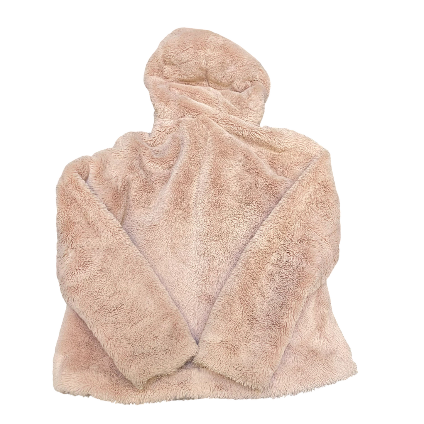 Esmara Faux Fur Jacket Womens Small Pink Classic Long Sleeve Hooded Snap Front