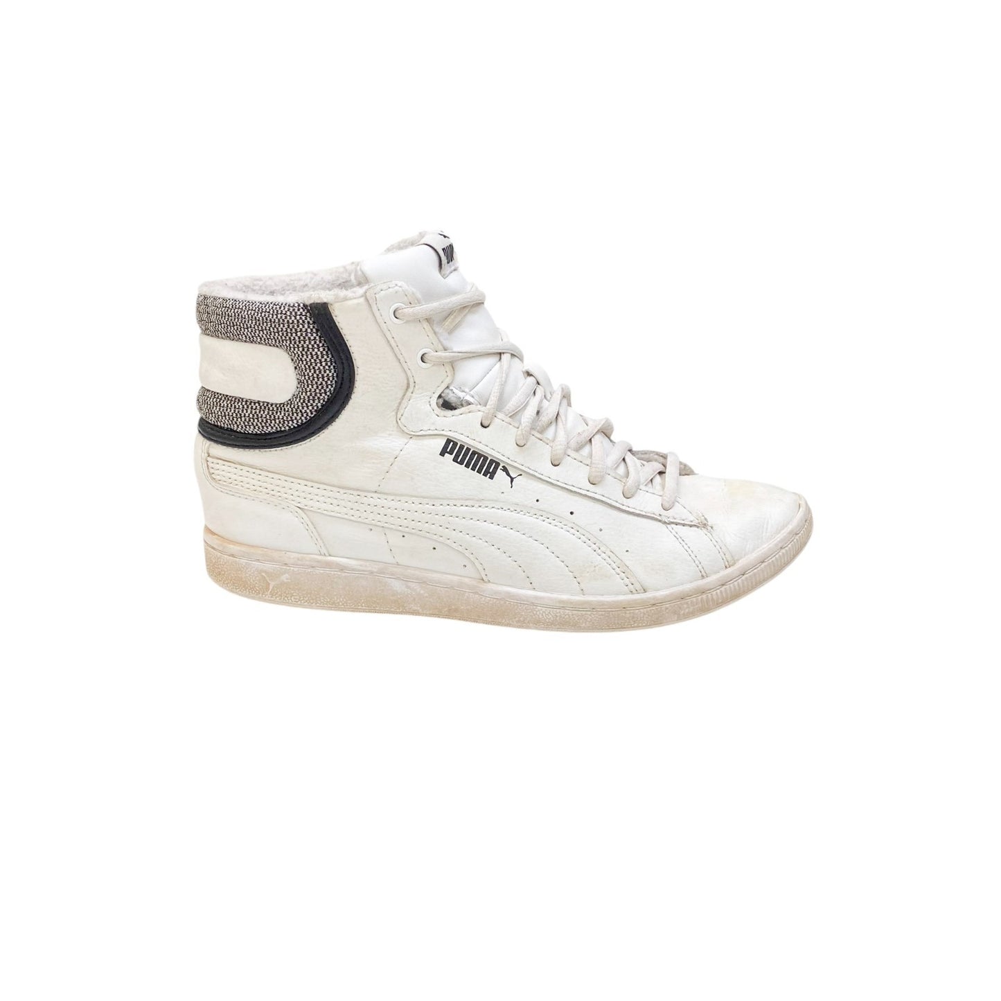 Puma Vikky Mid Deboss Athletic Sneakers Men's 6.5 White Leather Casual High Top