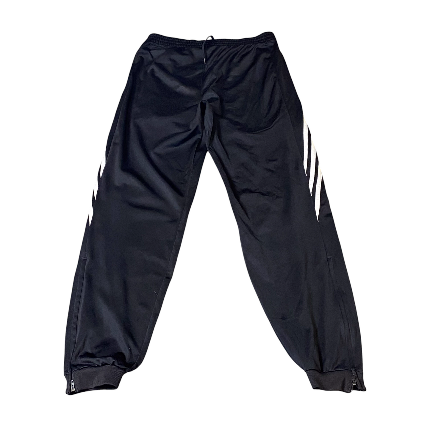 adidas Joggers Womens S Black 3 Stripes Panel Ankle Zip Tapered Fit Track Pants