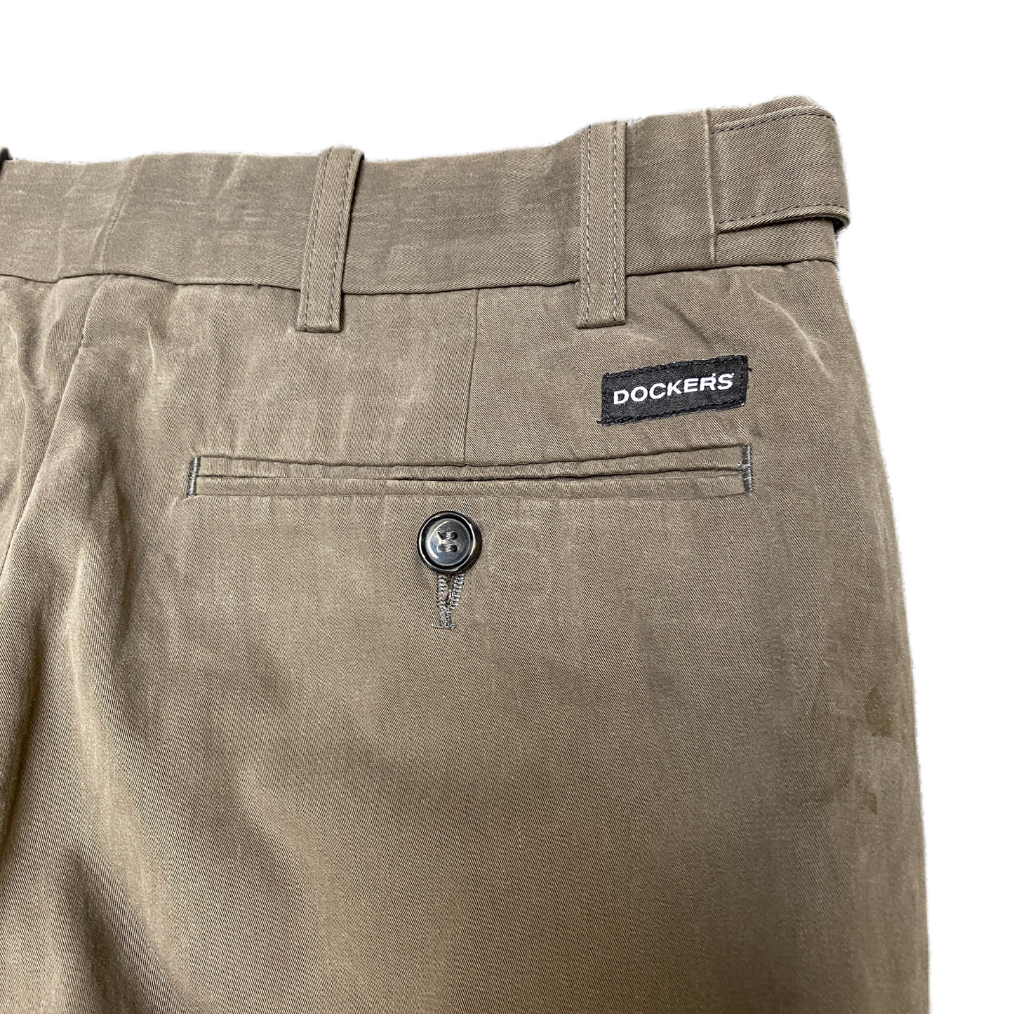 Dockers D1 Chino Pants Fits as Mens 31" Waist Brown Buckle Waistband Trousers
