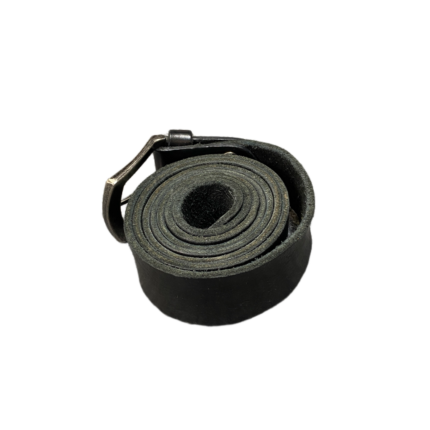 Waist Belt Mens Black Leather Adjustable Silver Pin Buckle 55.5 inches