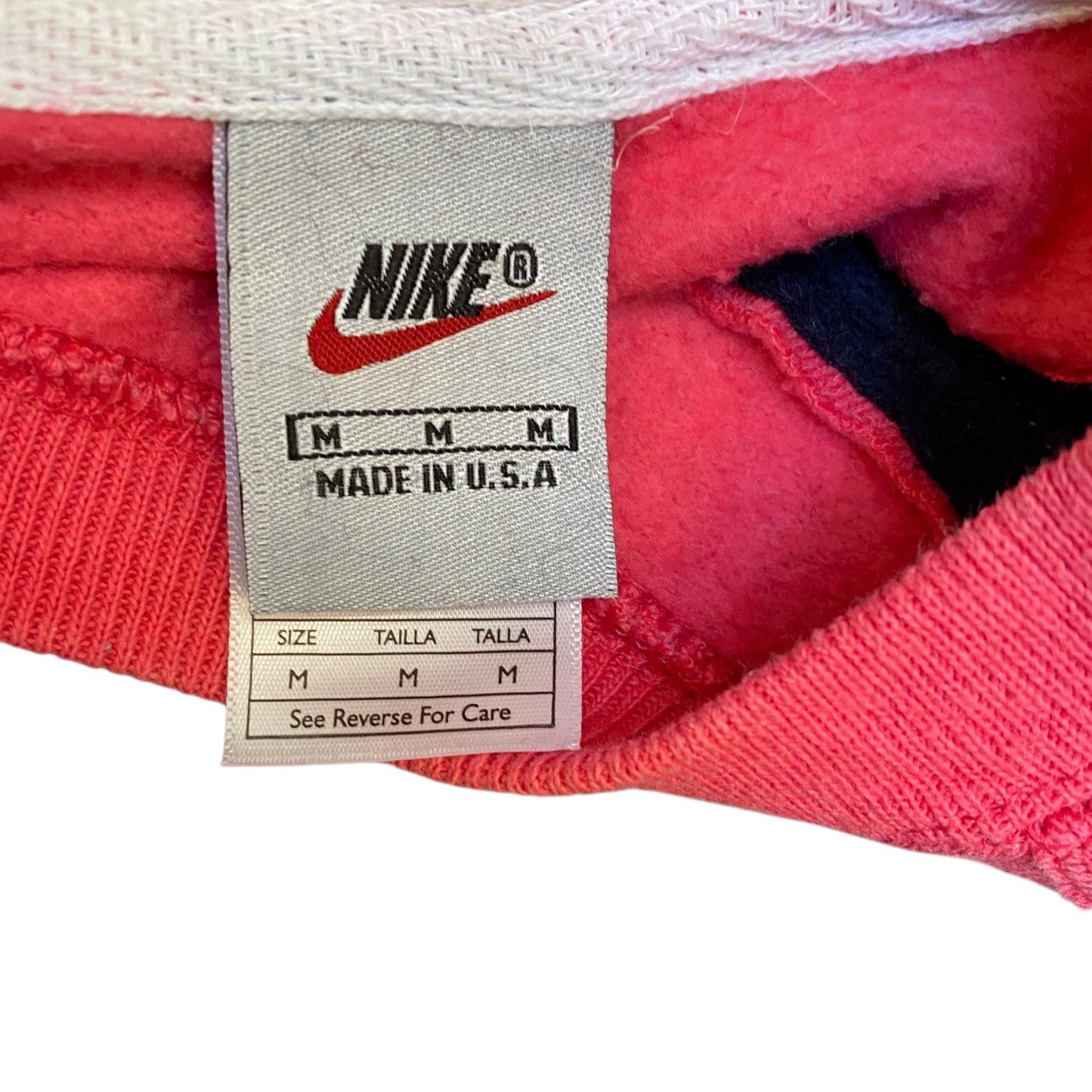 Nike Reworked Sweatshirt Mens M Navy Pink Embroidered Spellout Logo Vintage Y2K