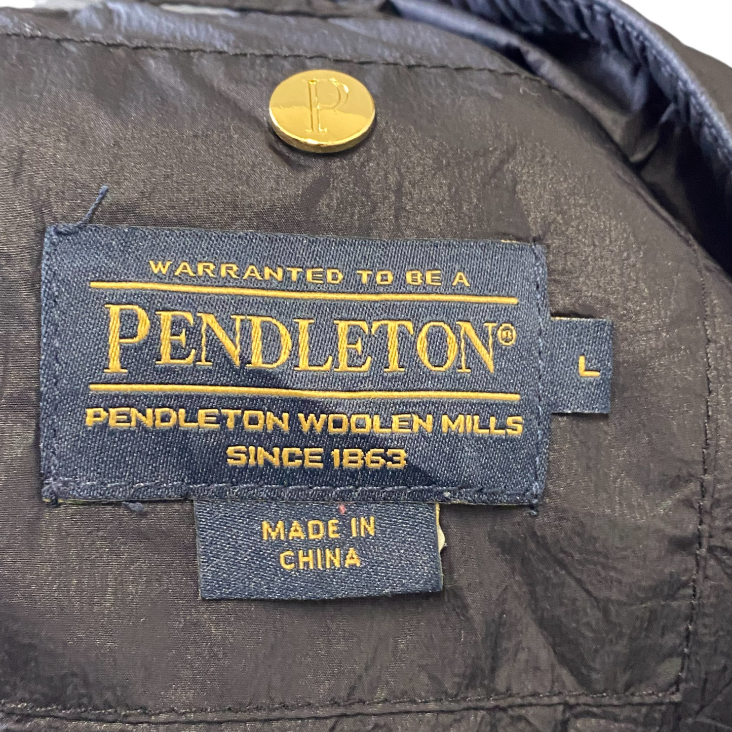 Pendleton Quilted Vest Womens Large Black Sleeveless Lightweight Snap Front