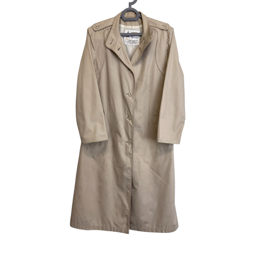 Trench Coat Womens M Cream Long Sleeve Pockets Casual Button Front Outdoor