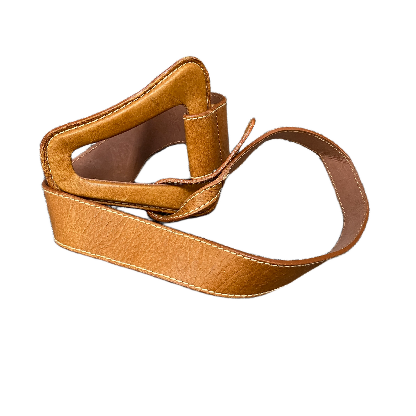 Womens Waist Belt Brown Leather Adjustable Triangular Buckle 31.5 inches