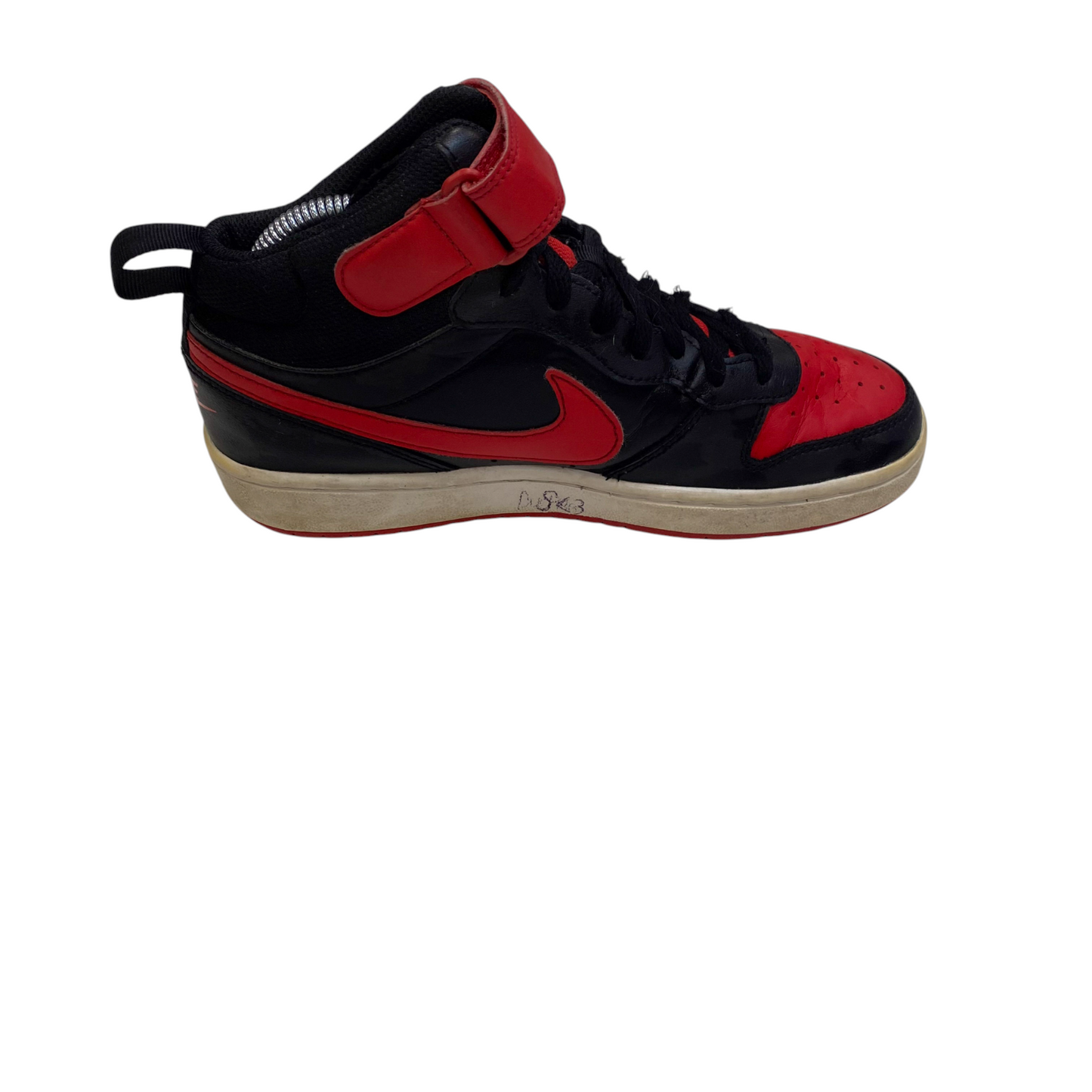 Nike Court Borough Mid 2 Basketball Sneakers Boys UK Sz 4.5 Black Red University