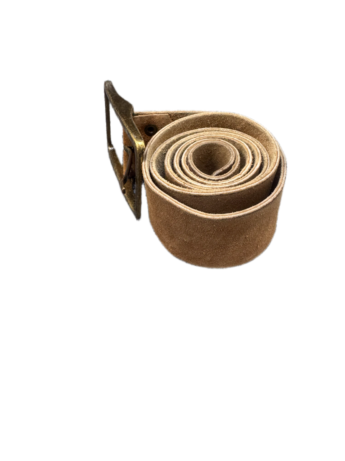 Waist Belt Mens Brown Suede Leather Adjustable Brass Pin Buckle 37.5 inches
