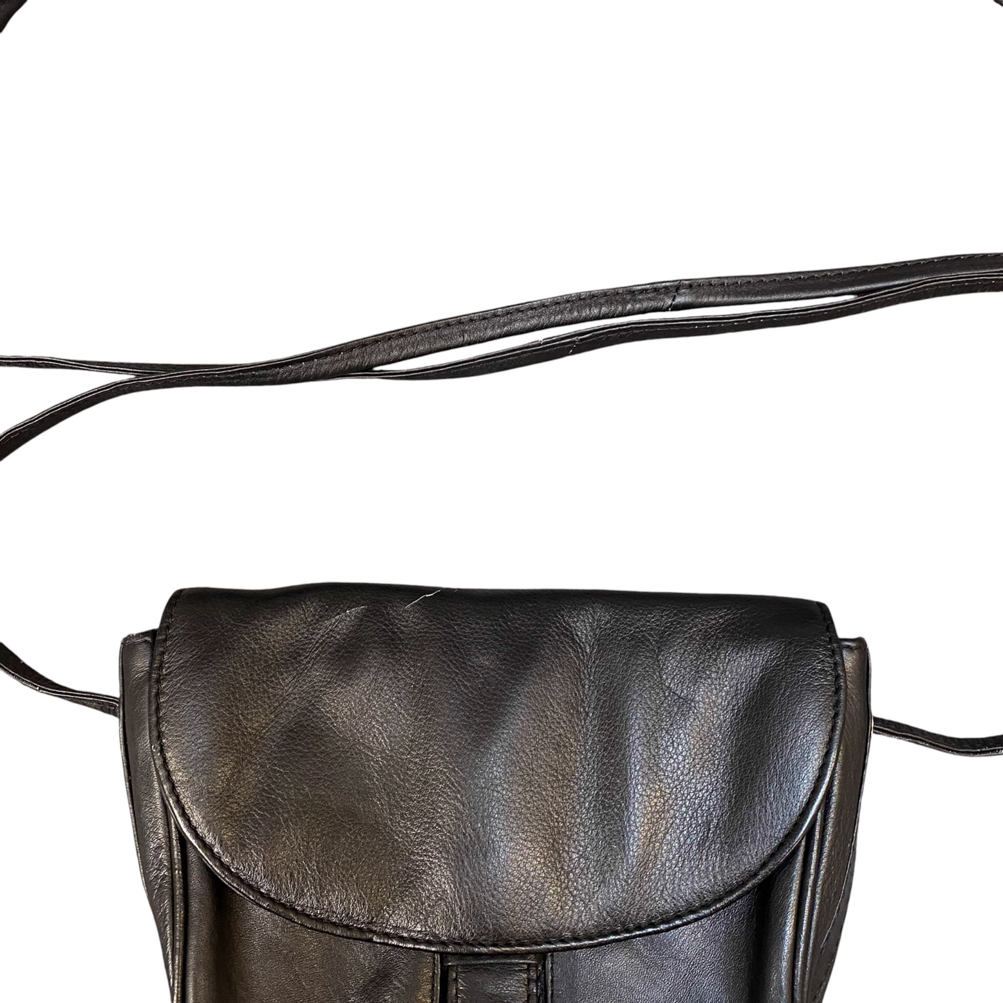 Womens Crossbody Bag Black Leather Casual Zipper Pockets Magnetic Flap Closure