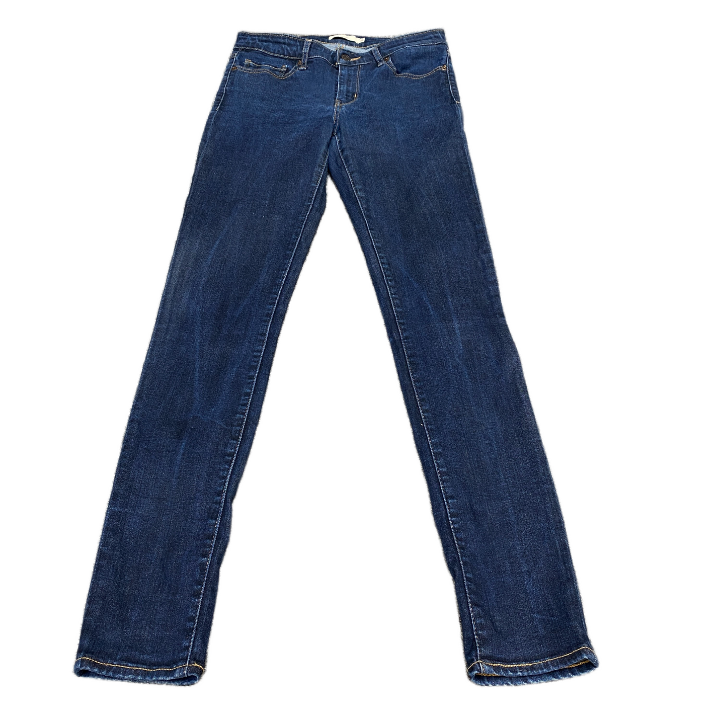 Levi's Jeans Fits as Womens 29" Wasit Blue Denim Medium Wash 5-Pocket 711 Skinny