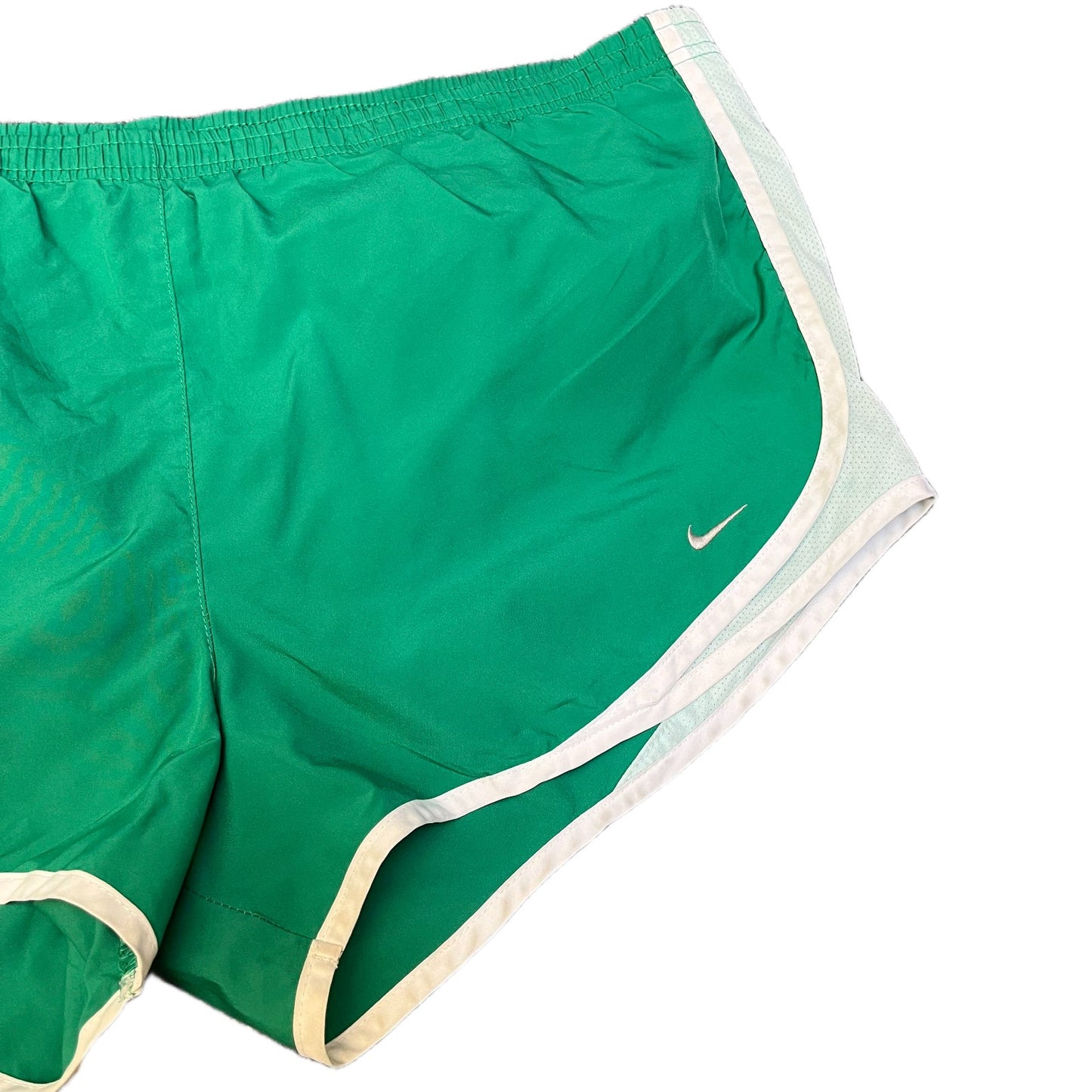 Nike Tempo Running Shorts Fits as Womens 2XL 39" Waist Green White Dolphin Hem