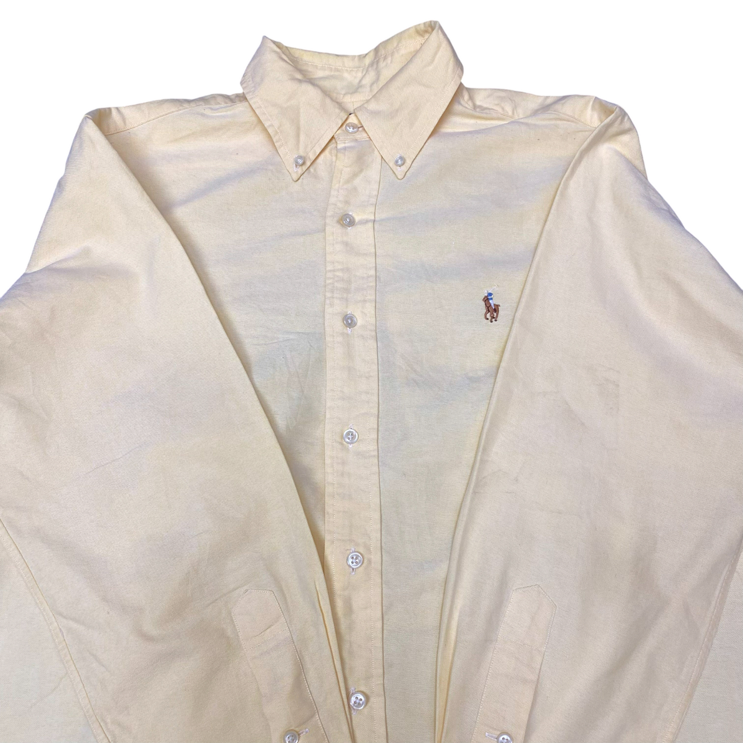 Ralph Lauren Formal Shirt Mens M Yellow Classic Fit Long Sleeve Logo Button Down