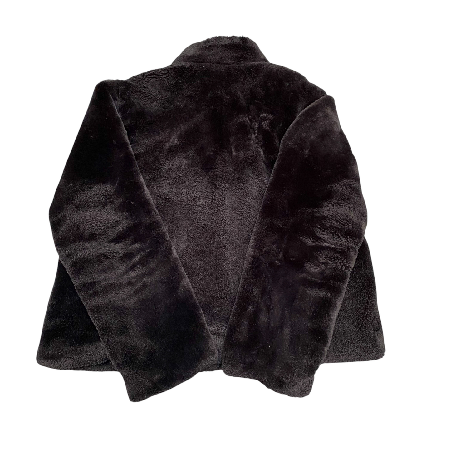 Only Faux Fur Jacket Womens Medium Black Lined Super Soft Outerwear High Neck