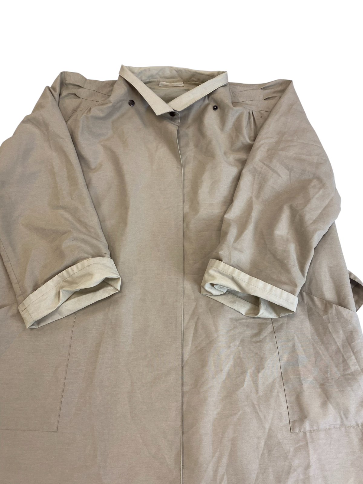 Trench Coat Womens XL Grey Pockets Long Sleeve Button Front Causal Outdoor