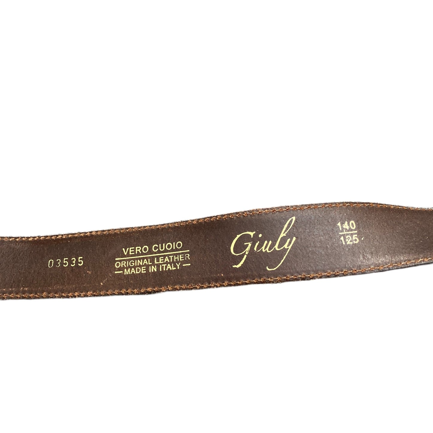 Vero Cuoio Waist Belt Men Brown Leather Adjustable Silver Pin Buckle 53 Inches