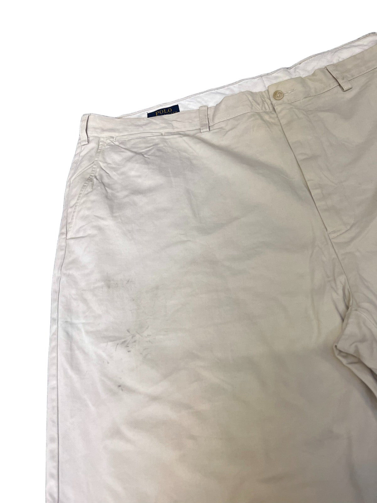 Ralph Lauren Classic Chino Shorts Fits as Mens XL 47" Waist Khaki Flat Front