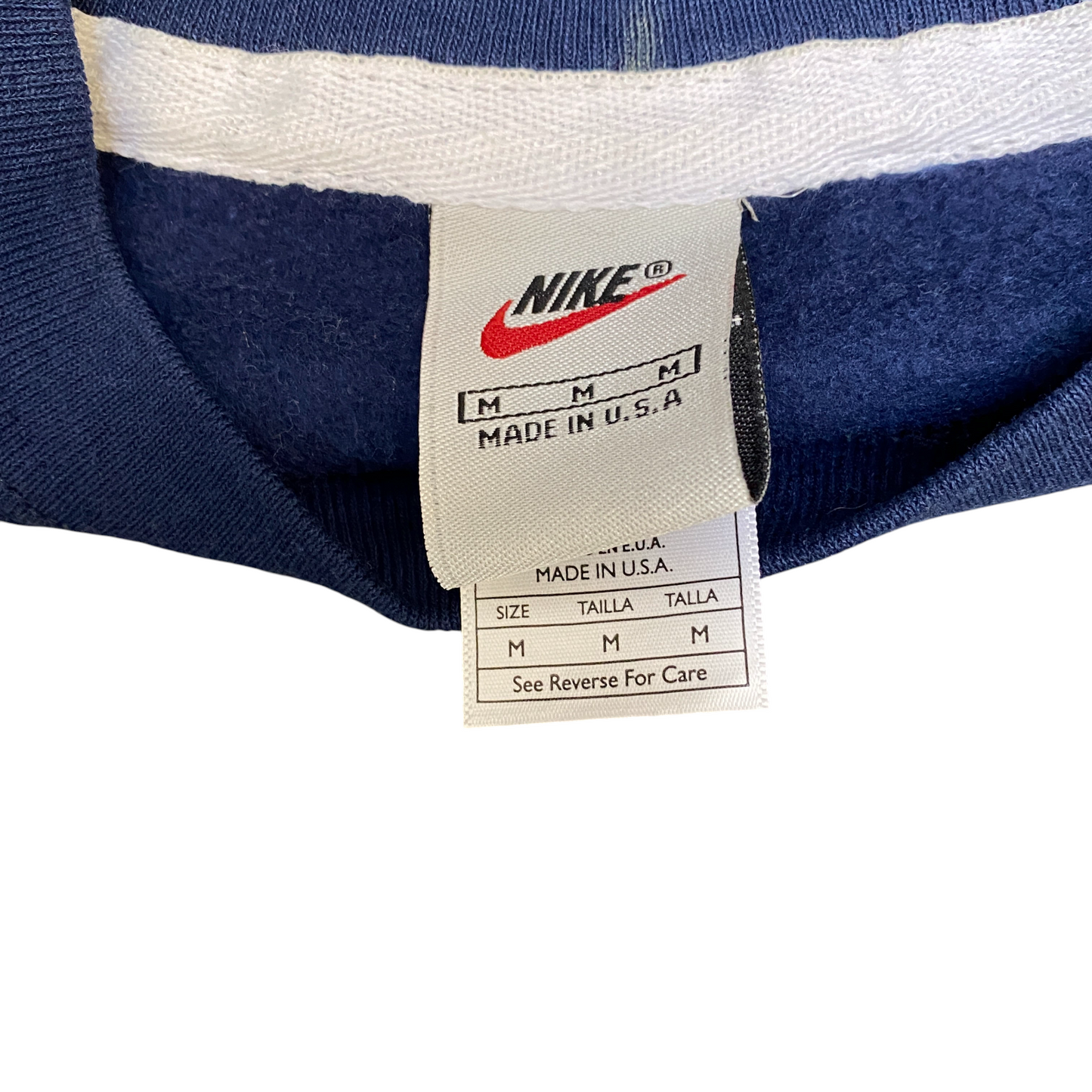Nike Reworked Sweatshirt Mens M Navy Blue Embroidered Spellout Logo Vintage Y2K