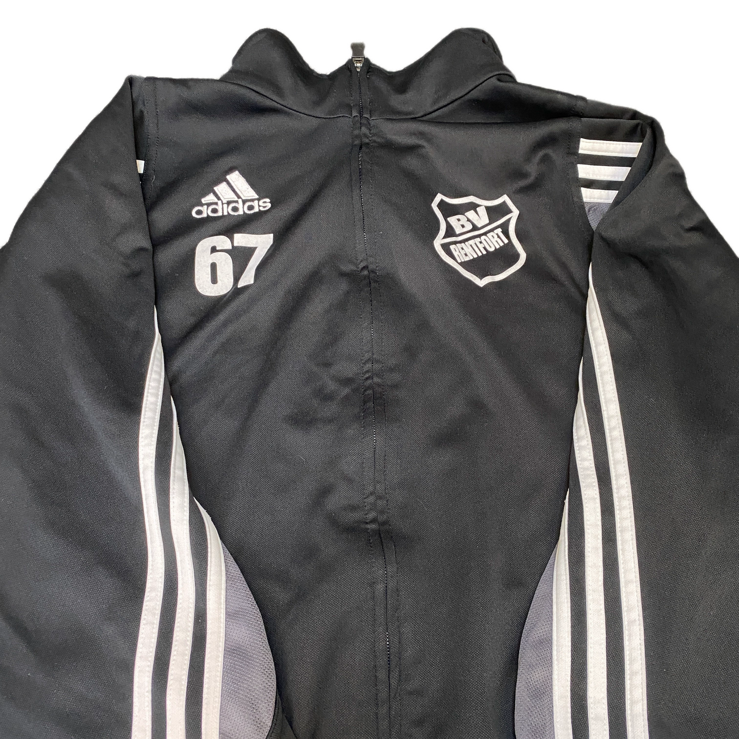 Adidas Track Jacket Mens Large Black 3-Stripes BV Rentfort Long Sleeve Full Zip