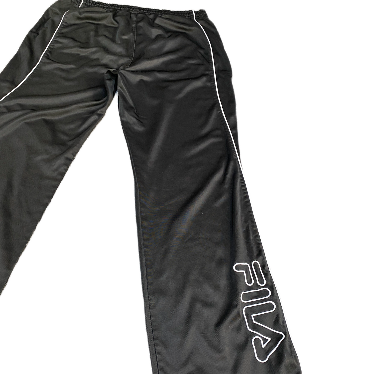 Fila Track Pants Fits as Mens 34" Waist Black Gym Comfort High Rise Trousers