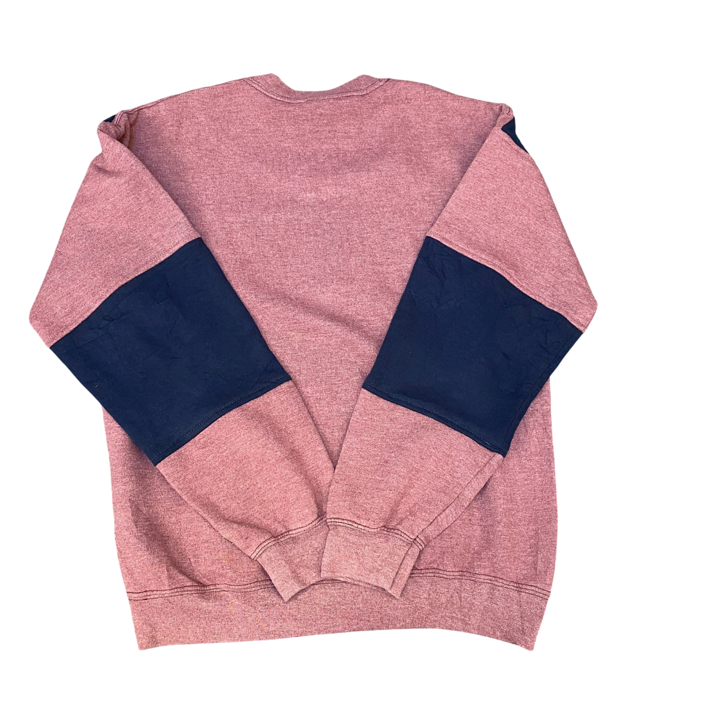 Nike Reworked Sweatshirt Mens Medium Brown Blue Embroidered Spell Out Logo