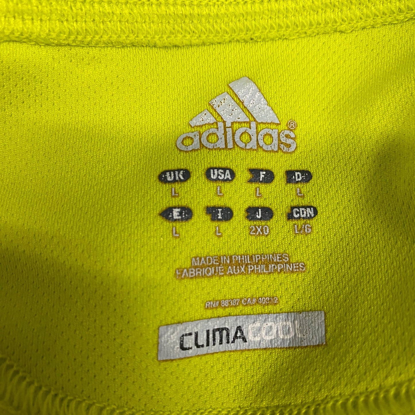 Adidas Climalite Jersey Womens L Yellow Blue Short Sleeve Crew Neck Pullover Tee