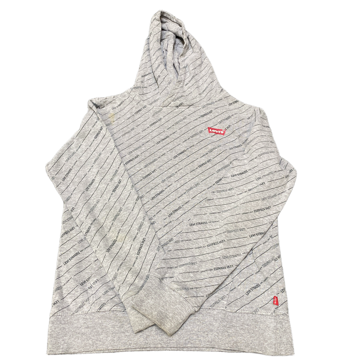 Levi's Hoodie Boys L Grey Allover Print Raglan Sleeve Kangaroo Pocket Sweatshirt