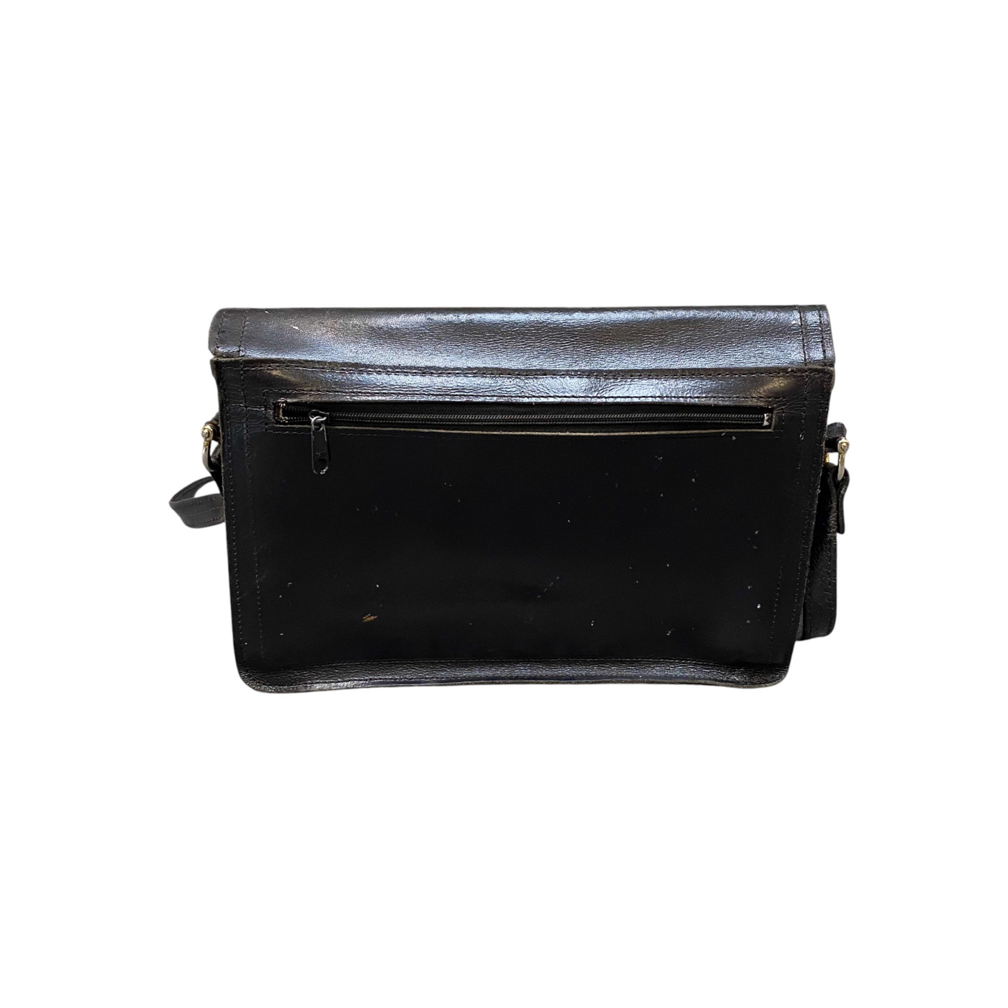 Womens Crossbody Bag Black Leather Adjustable Buckle Strap Turn-Lock Closure