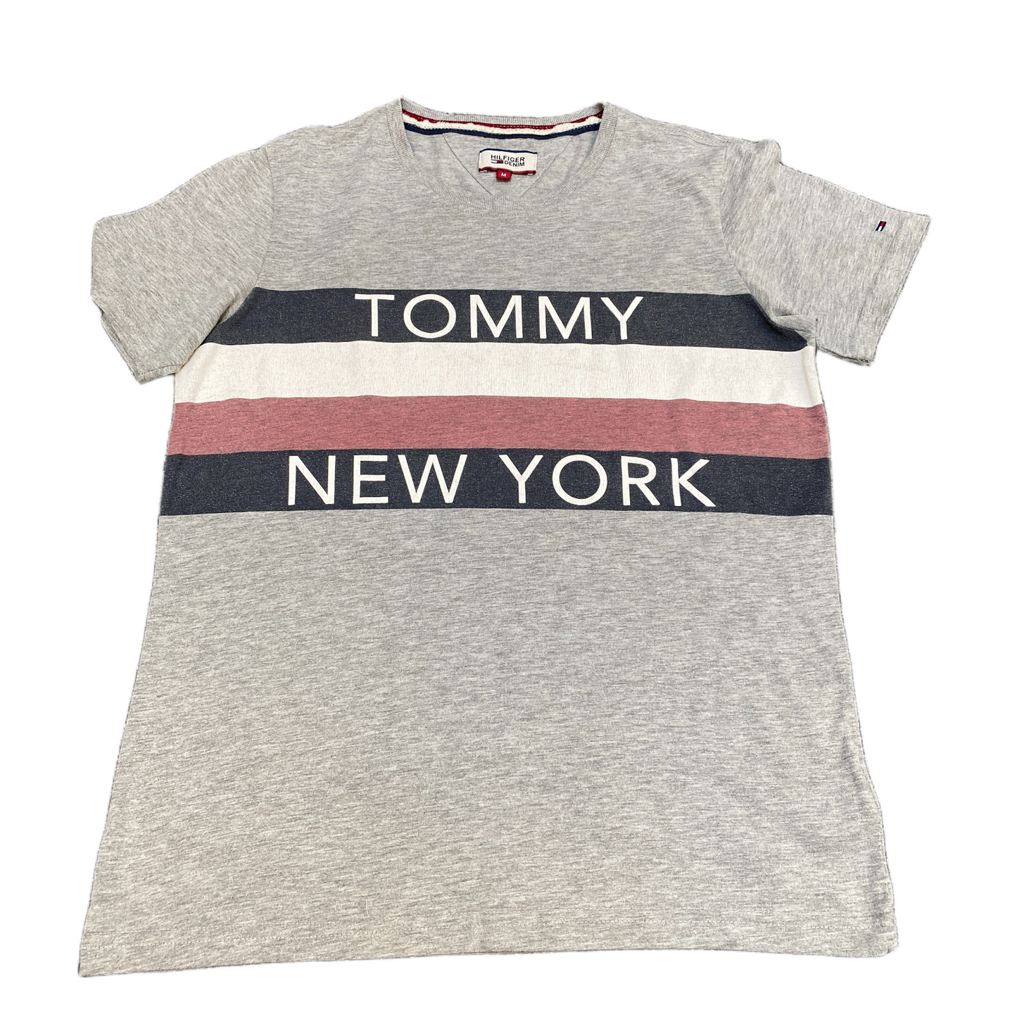 Tommy Hilfiger Shirt Mens Medium Grey Heather Striped Short Sleeve Crew Neck Tee