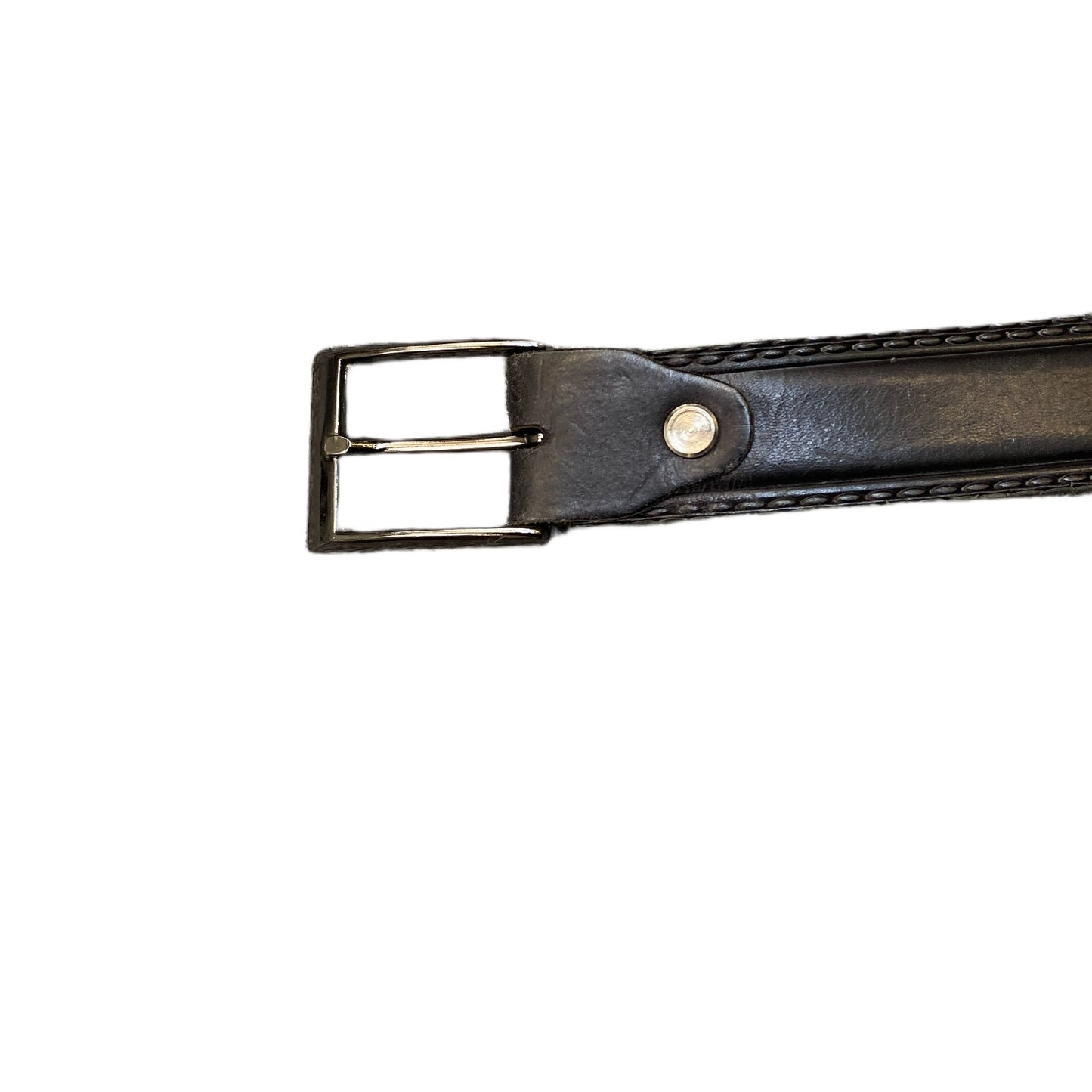 El Sombrero Waist Belt Mens Black Leather Adjustable Pin Buckle 40.5 Inches