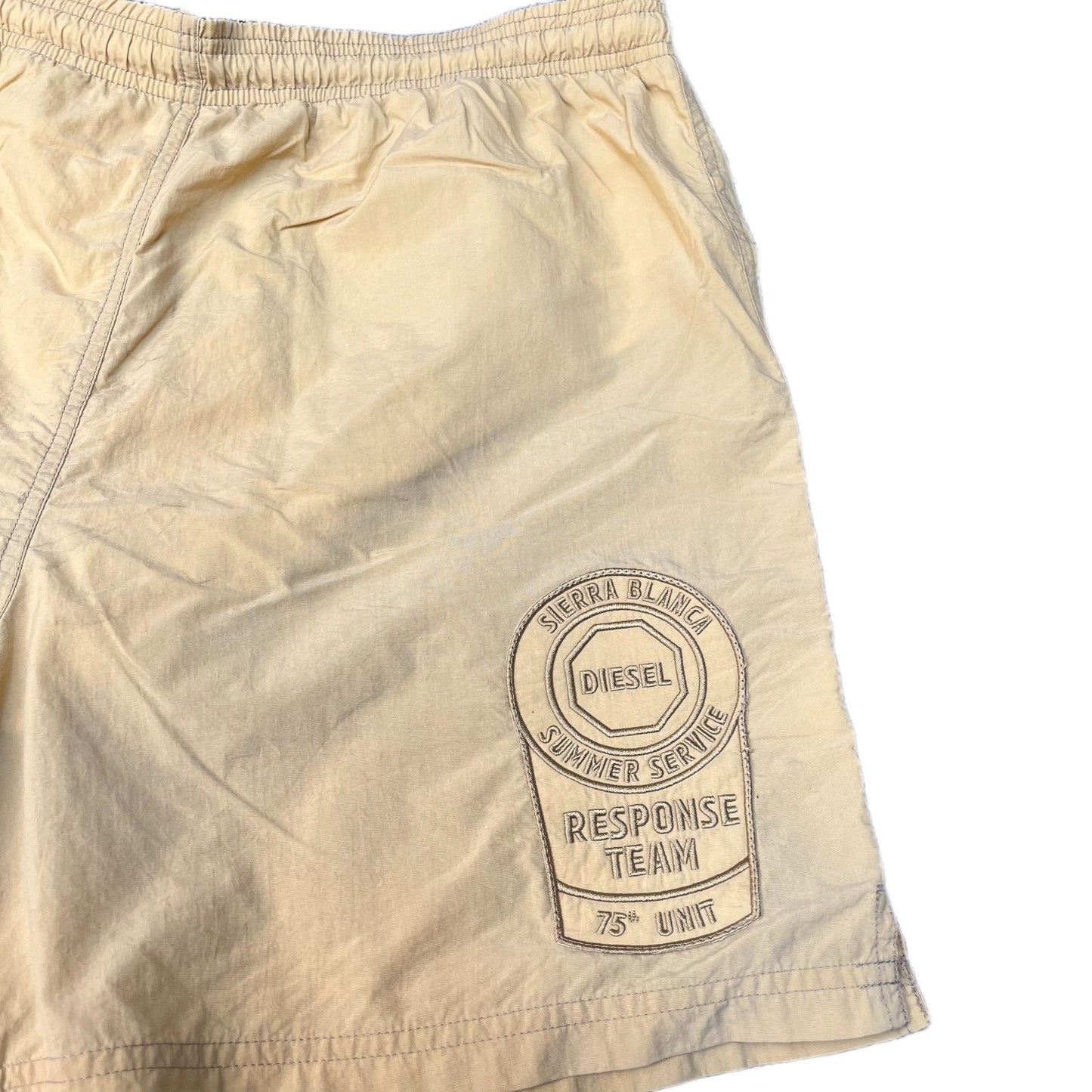 Vtg Diesel Swim Trunks Board Shorts Men L 32" Waist Yellow Mesh Lined Drawstring