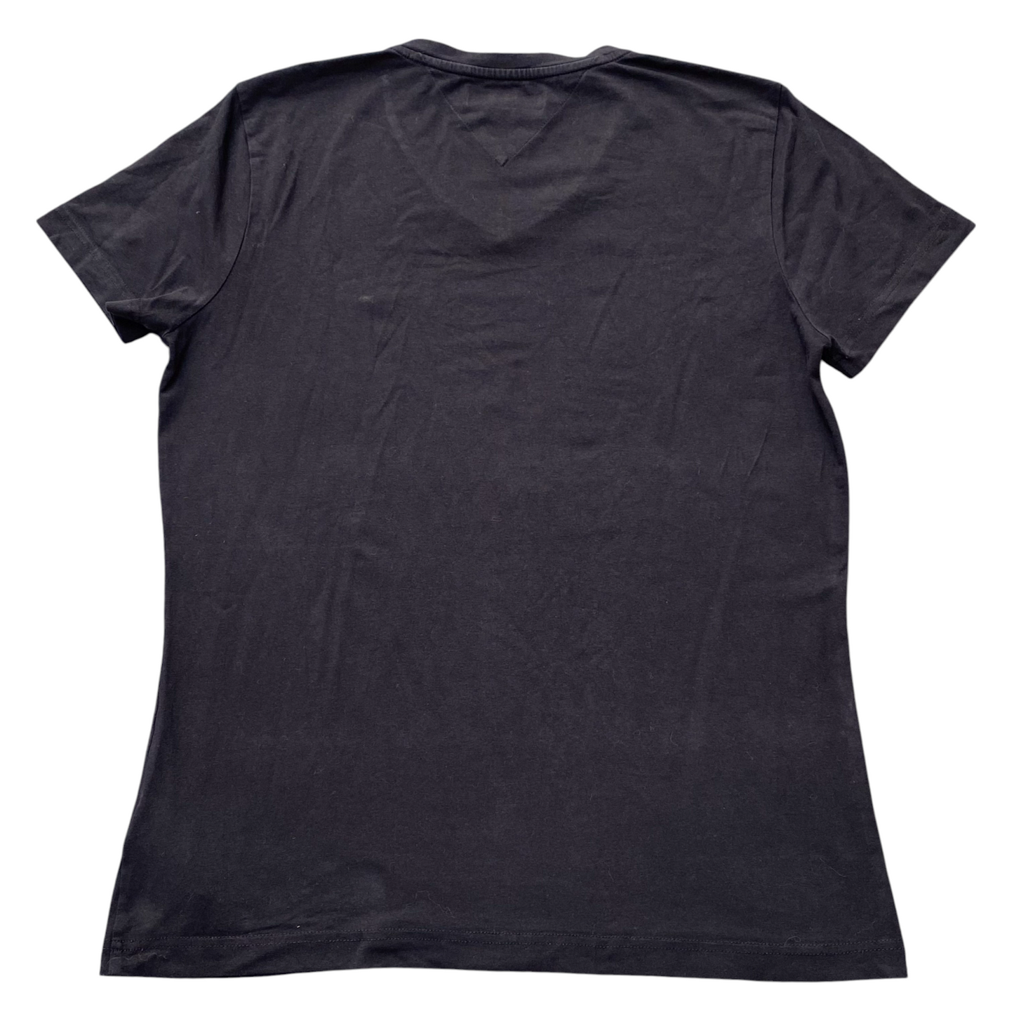 Tommy Hilfiger T Shirt Womens Large Black V Neck Short Sleeve Crew Neck Tee