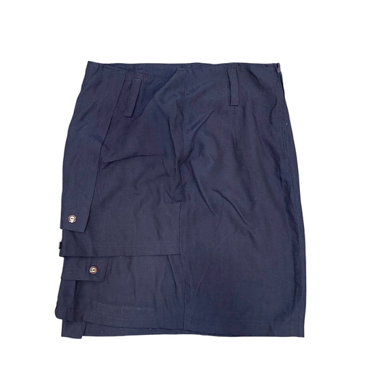 Romans Fashion Straight Skirt Women Blue Solid Casual School Preppy Side Zipper