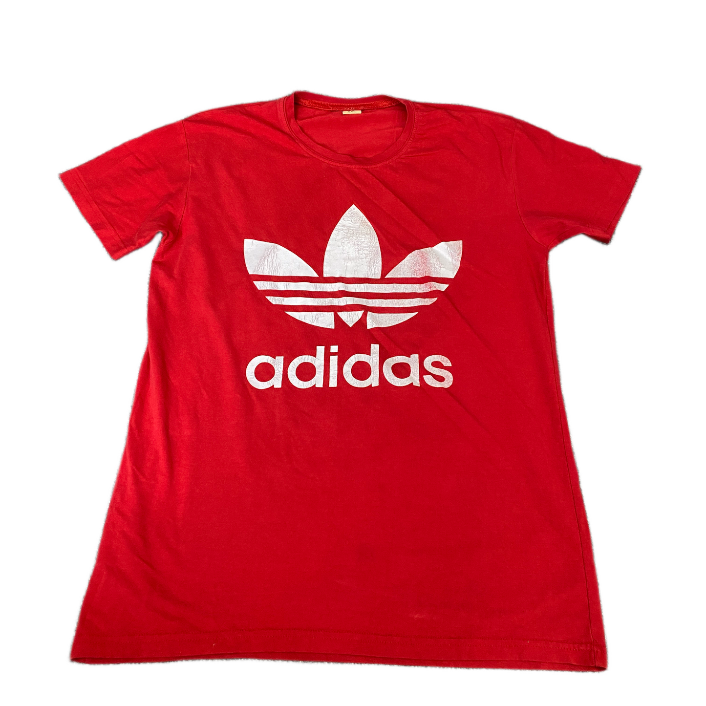 Adidas T-Shirt Mens S Red White Graphic Logo Short Sleeve Pullover Summer Tee