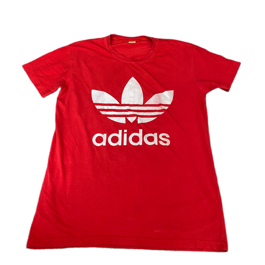 Adidas T-Shirt Mens S Red White Graphic Logo Short Sleeve Pullover Summer Tee