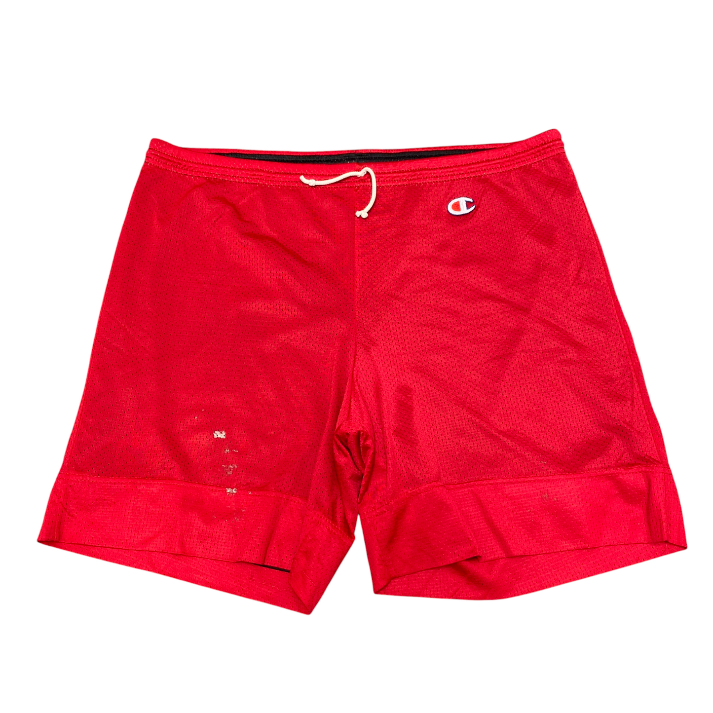 Basketball Shorts Mens Large Red Nylon Allover Mesh Drawstring Elastic Waist