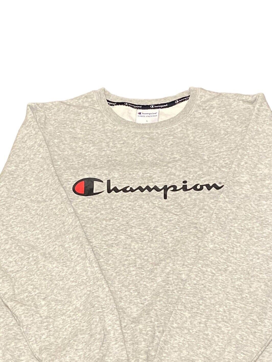 Champion Sweatshirt Jumper Grey Logo Men's L