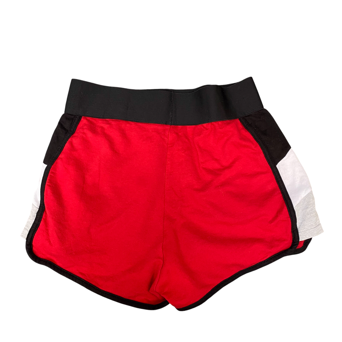 Running Sprinter Shorts Womens Medium Red Black Athletic Gym Workout Dolphin Hem