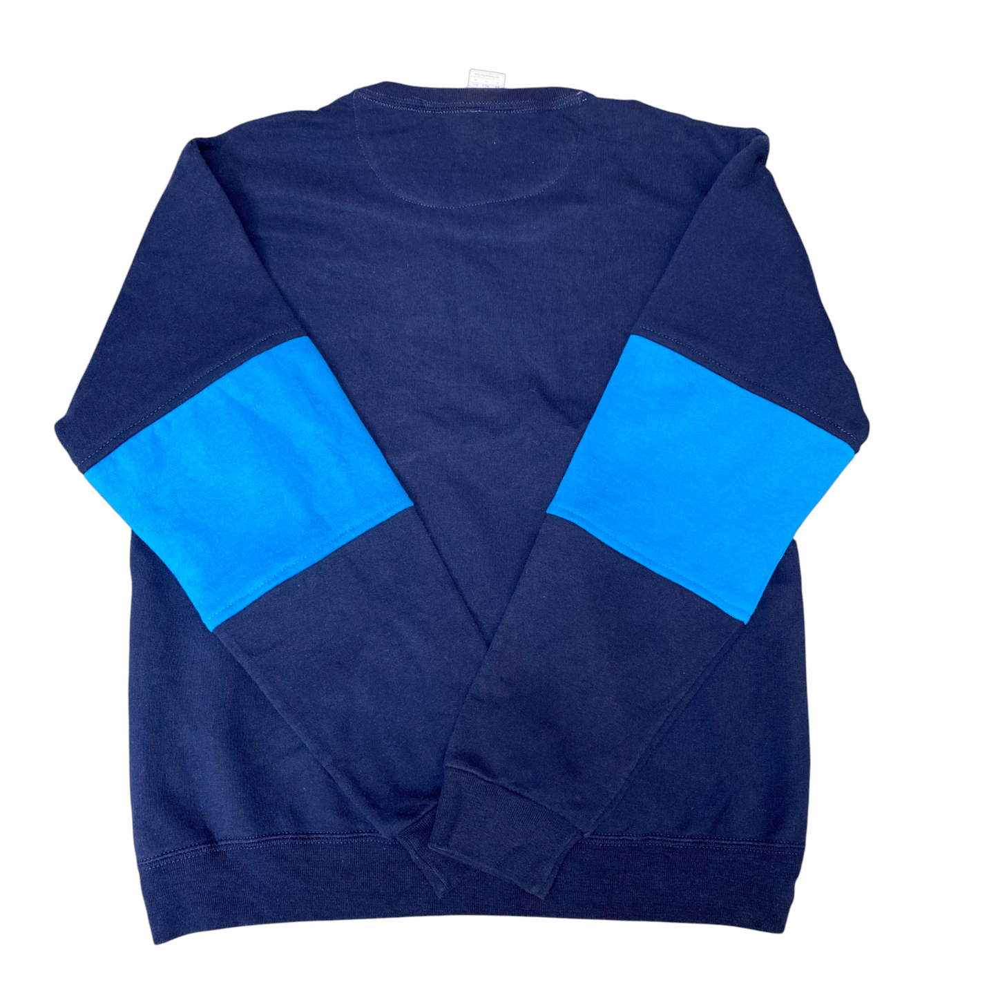 Nike Reworked Sweatshirt Mens Medium Blue Embroidered Spellout Logo Vintage Y2K