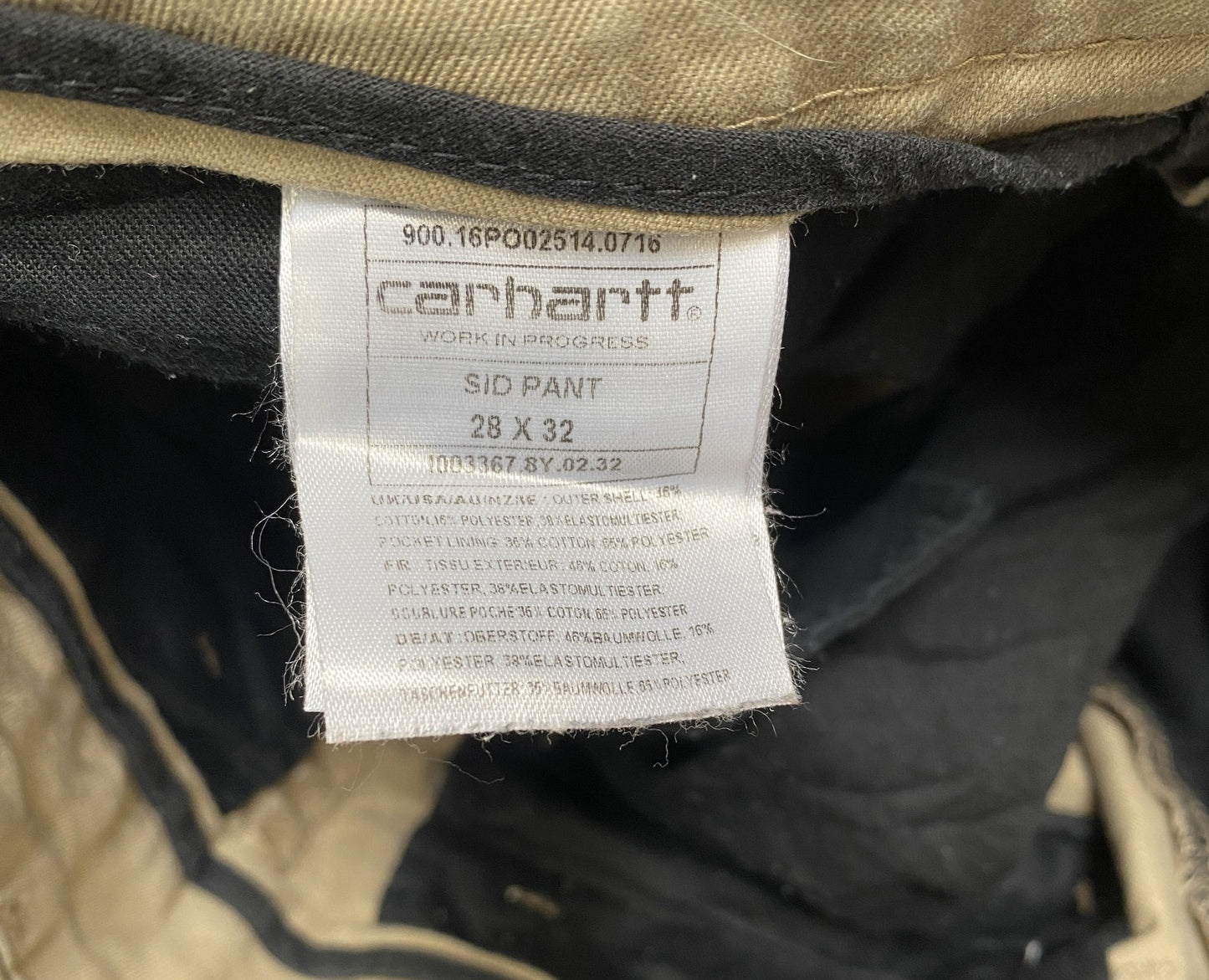 Carhartt WIP Sid Pants Fits as Mens 29" Waist Beige Regular Fit Pockets Outdoor