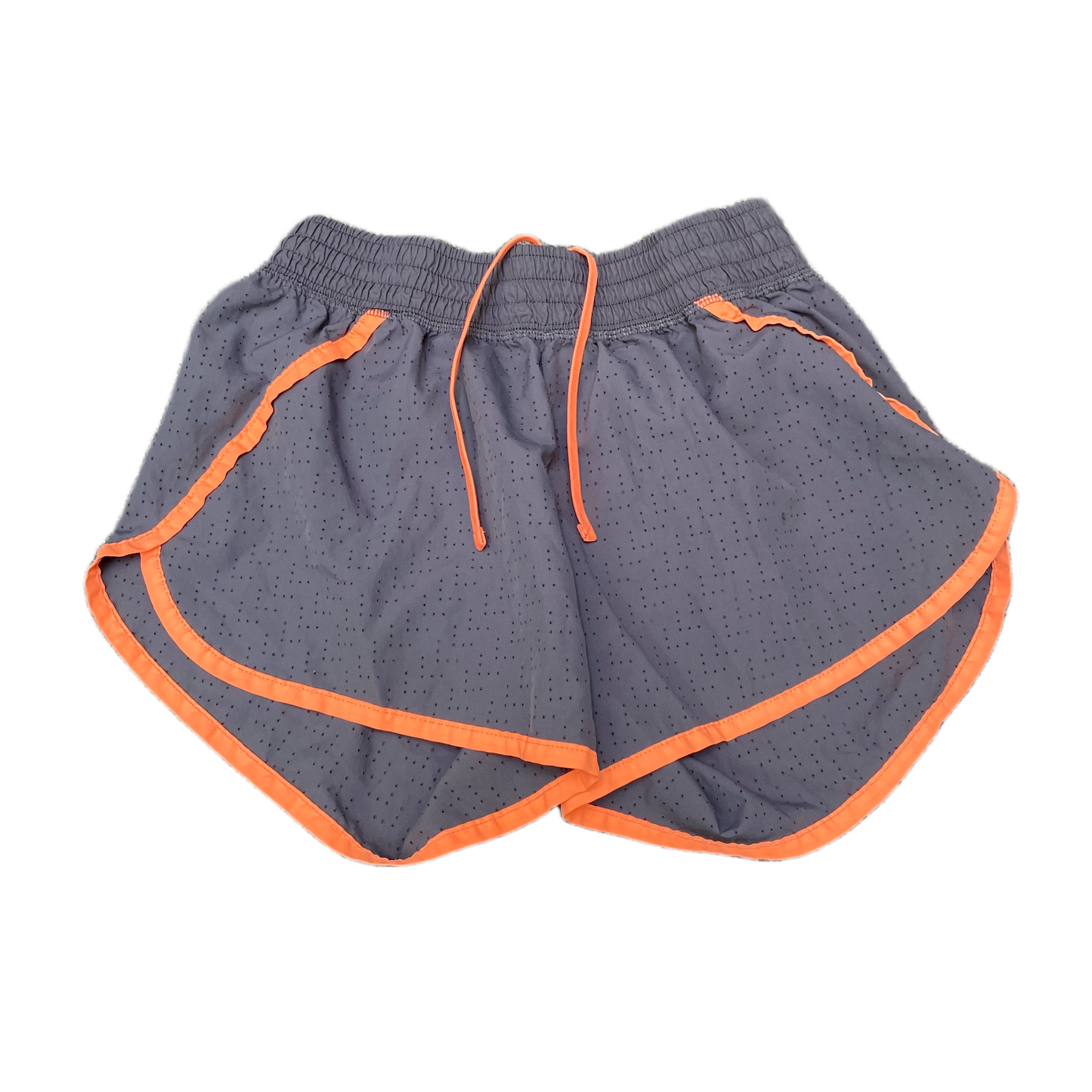 Athletic Running Shorts Womens S 23" Waist Grey Stretch Dolphin Hem Drawstring