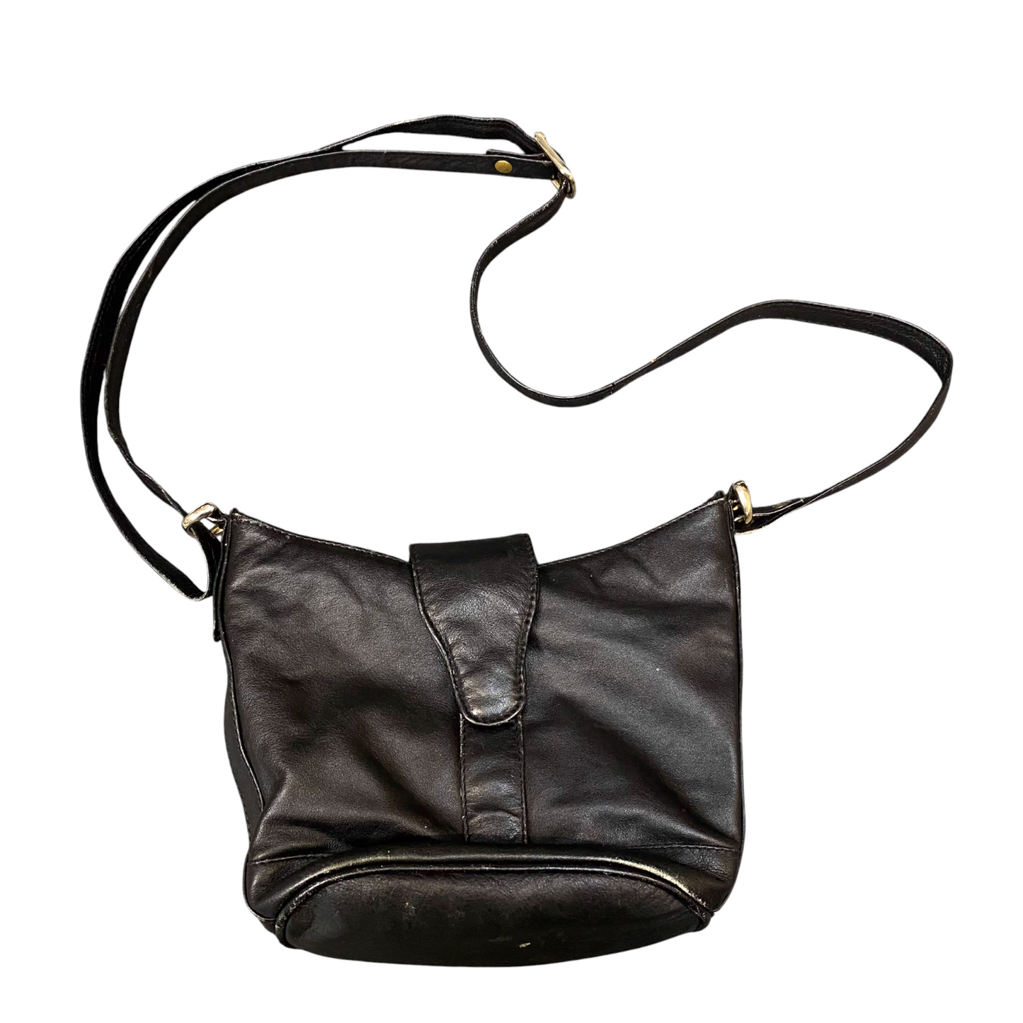 Womens Tote Bag Black Leather Crossbody Strap Zip Pockets Magnetic Flap Closure