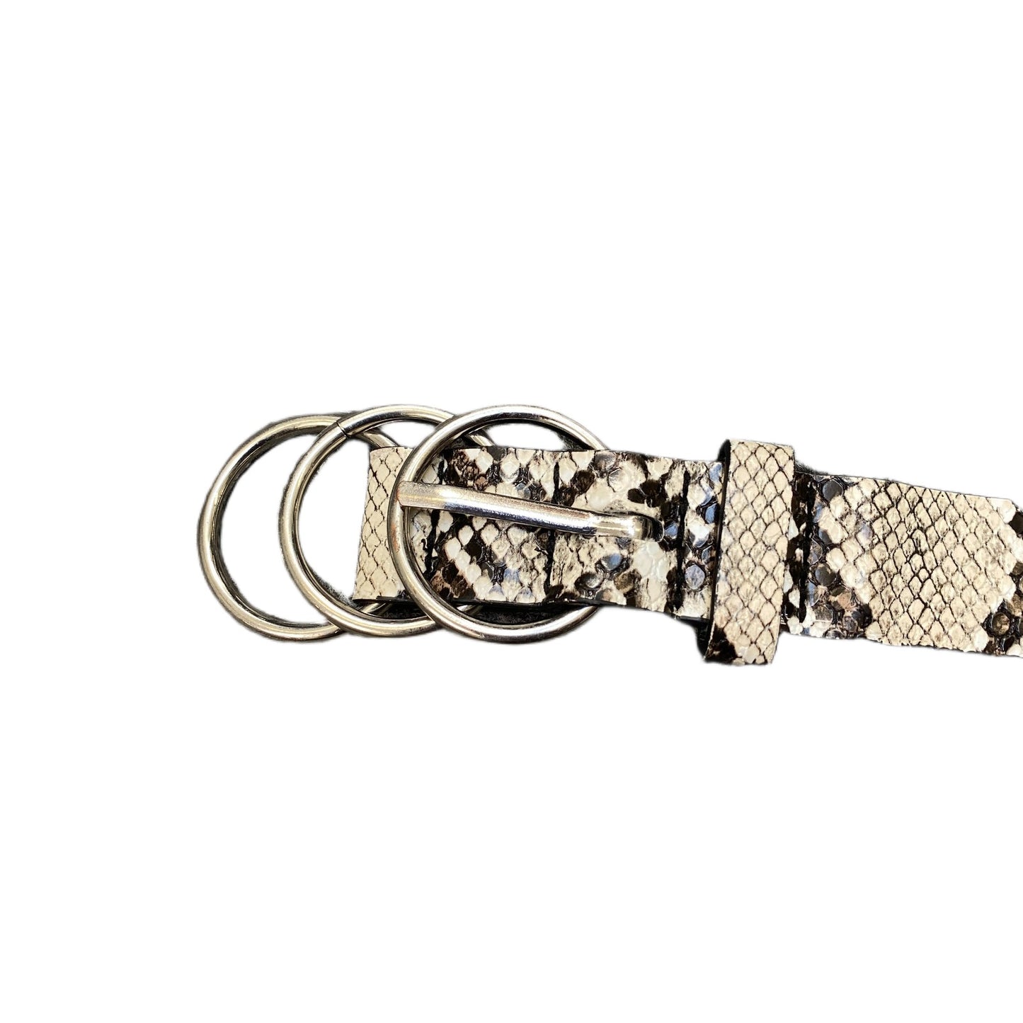 Waist Belt Mens Leather Snake Print Adjustable Double-Ring Buckle 38.5 inches