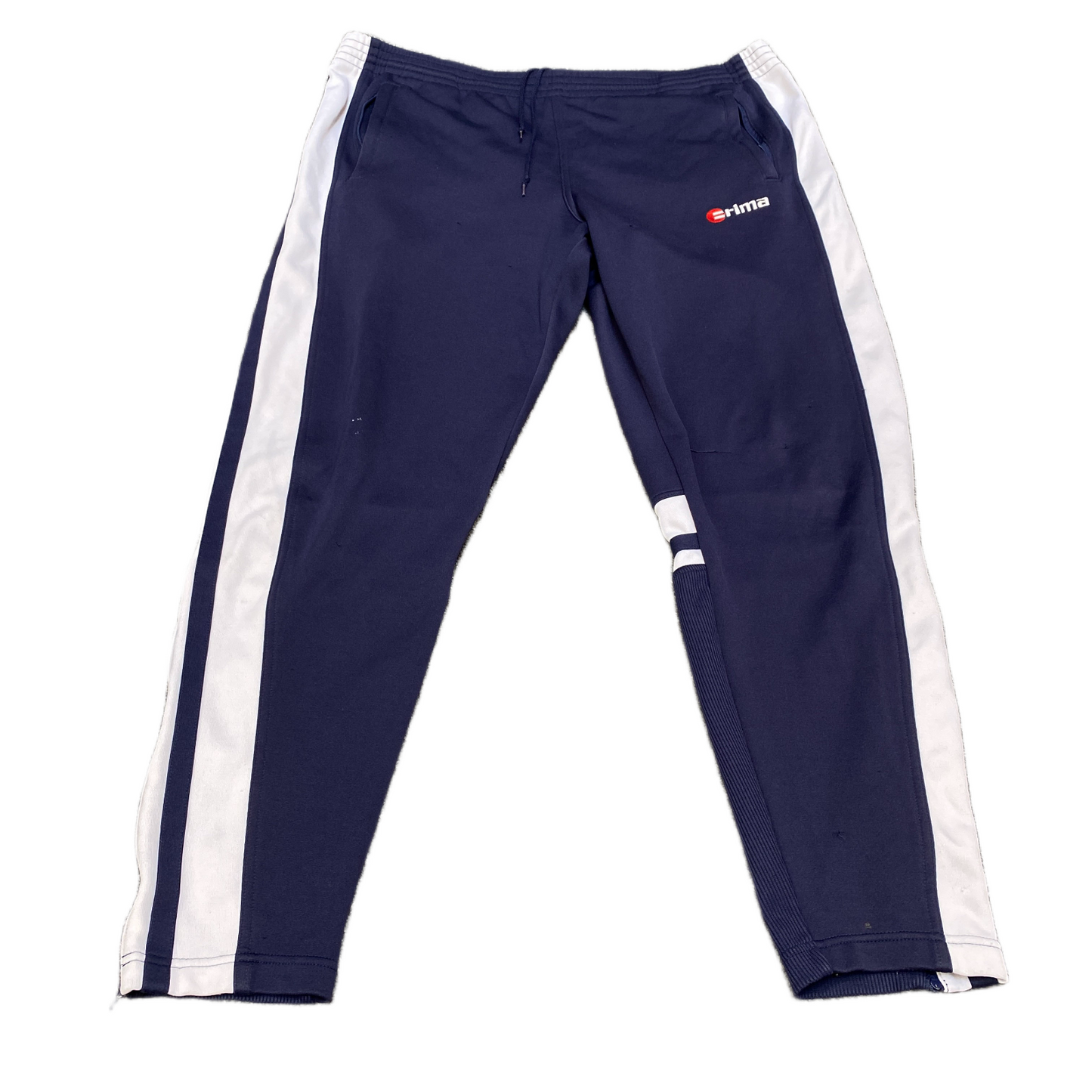 Rima Joggers Fits as Mens 40" Waist Navy Blue White Drawstring Tapered Trousers