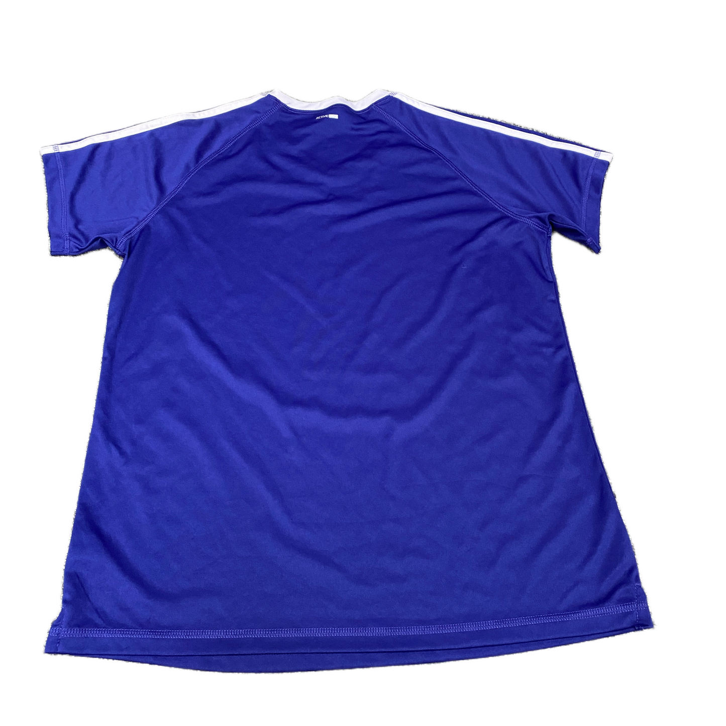 Adidas Climacool T-Shirt Women M Blue White 3-Stripes Performance Fit V Neck Tee