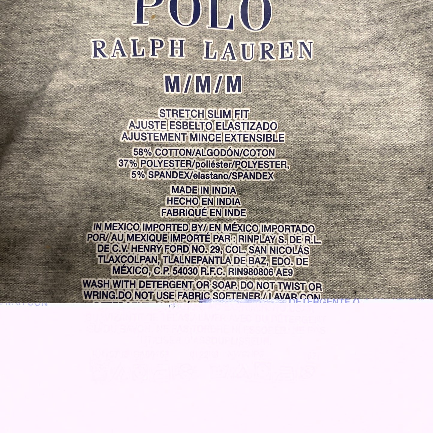 Polo Ralph Lauren T-Shirt  Fits as Boys  XS Grey Stretch Slim Fit Crew Neck